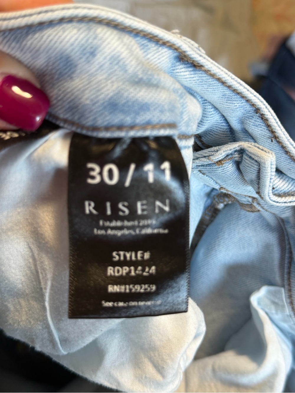 Light Wash Distressed Boyfriend Jeans with Button Fly - Picture 3 of 3